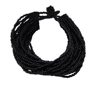 Handmade Black Seed Beaded Bracelet Black Beads Elegant Classic Fashion Jewelry